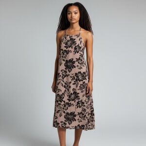Free People Pink and Black Patterned Dress